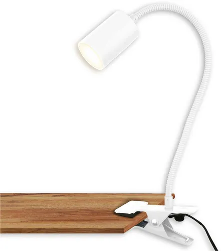 Briloner Leuchten Schreibtischlampe FLEKS - Flexible Tischlampe - Moderne Schreibtischlampe in Weiß mit 3,5W LED und 290 Lumen für angenehme Beleuchtung. Ideal für Büro und Zuhause, mit flexibler Klemme und Schwanenhals für optimale Lichtanpassung.
