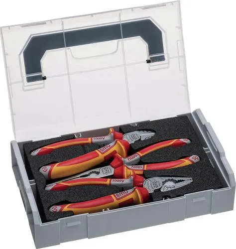 NWS 338-1 VDE Zangen-Set 4teilig - Zangen-Set für Elektriker, mit hochwertigen, isolierten Werkzeugen, geprüft nach DIN EN/IEC 60900 für maximale Sicherheit.