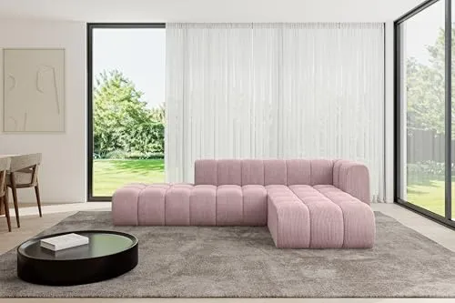 ALTDECOR Modulares Sofa Ecksofa in L-Form Corner modular Sofa Eckcouch Couch Wohnlandschaft Cauchsofa Bodensofa Polstersofa Zuvon-L1-296x177x70 cm Rosa