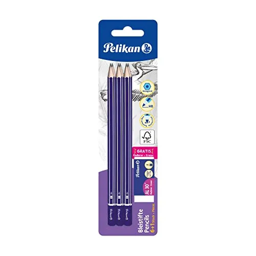 Pelikan 914341 6 Bleistifte + 1 Radierer AL30 Gratis in blau von Pelikan