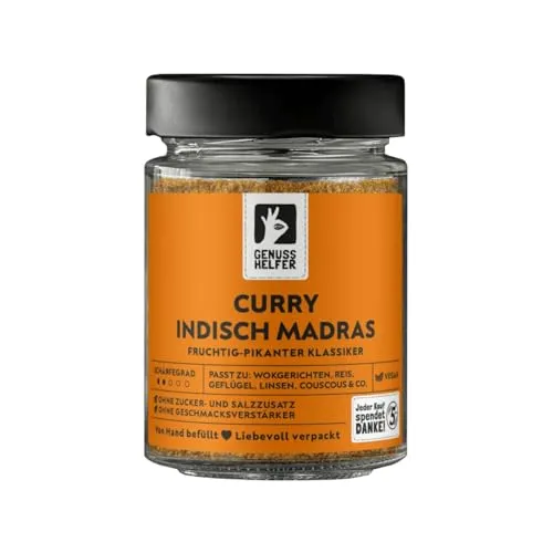 Bremer Gewürzhandel Indisch Madras Curry, pikant, klassisches indisches Curry mit feiner Schärfe für süd-asiatische Gerichte, 75g im Glas