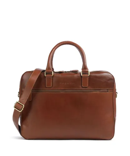 bugatti Remo große Aktentasche 15 Zoll - edle Businesstasche aus Leder in cognac - Aktentaschen mit viel Platz für Laptop und Zubehör (40 x 9 x 30 cm). Handgefertigt aus hochwertigem Rindleder, inklusive Stoffbeutel und verstellbarem Schultergurt.