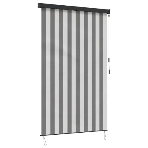 vidaXL Außenrollo Anthrazit und Weiß 180 x 250 cm - Vielseitiges Außenrollo für Balkon, Garten oder Terrasse. Der handliche Kurbelmechanismus ermöglicht eine individuelle Schatteneinstellung. Robuste Materialien garantieren Langlebigkeit und UV-Schutz für entspannte Stunden im Freien.