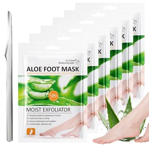 Thoquene 6 Paar Fußmaske Socken, Feuchtigkeitsspendende Fussmaske, Fußmaske Hornhaut