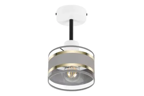 alfalux Deckenlampe Mit 1 Lampenschirm LED Deckenleuchte Leuchte Lampe Wohnzimmerlampe Schlafzimmerlampe Wohnzimmer Schlafzimmer Badezimmer Küche Deckenleuchten TI-1010WE-GR (Weiß – Grau)
