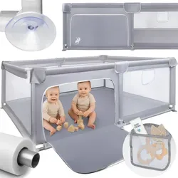 Malplay KIVO Laufgitter 120x180cm Grau – Sicherer Spielplatz für Babys