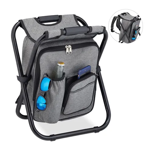 Campinghocker Campingstuhl Falthocker Rucksackstuhl grau leicht Klappstuhl