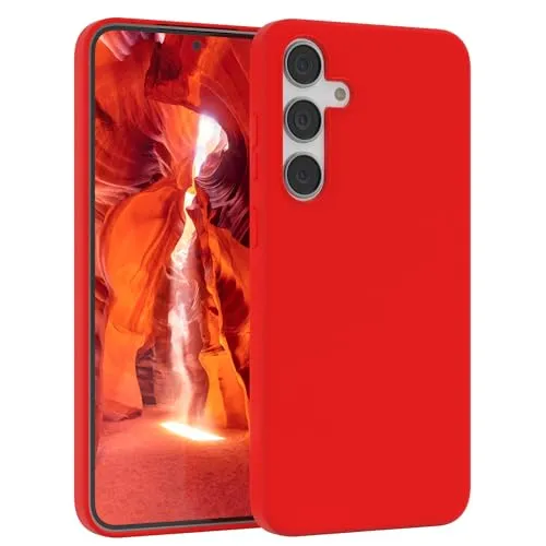 EAZY CASE Premium Silikon Handyhülle kompatibel mit Galaxy S24 Plus Slimcover mit Kameraschutz und Innenfutter, Silikonhülle, Schutzhülle, Bumper, Handy Case, Hülle, Softcase, Rot