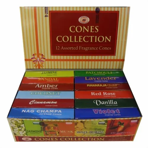 Räucherkegel Collection 12 Schachteln mit je 1 Halter Räucherkerzchen Vorrat 120