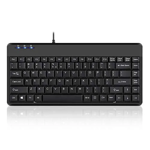 Perixx PERIBOARD-409H Mini-Tastatur mit 2 USB-Hubs - Kompakte USB Mini-Tastatur mit 2 integrierten USB-Hubs für mehr Flexibilität am Arbeitsplatz und langlebigen Tastenkappen für eine hohe Lebensdauer.