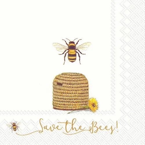 Servietten Save the Bees! Bienen Bienenkorb Blume Schutz Sprüche Deko 33x33cm 20
