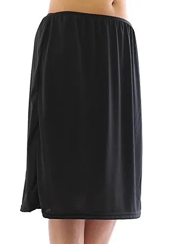 Maxi Unterrock Gummibund Falten Rock Skirt Maxirock Schwarz L/XL