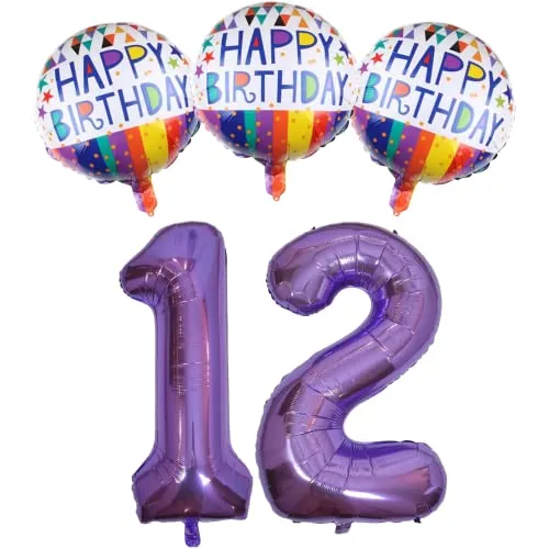 DIWULI Geburtstagsdeko 12 Jahre - Happy Birthday Zahl Set