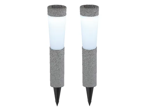 Solarlampen Wegeleuchten 2er Set für den Garten, Erdspießleuchten in Steinoptik