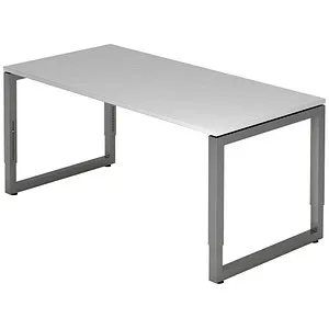 Rando Schreibtisch, manuell höheneinstellbar, Grau - Kinderschreibtisch mit einer stabilen Konstruktion, höhenverstellbar von 65-85 cm in 1 cm Schritten, ideal für ergonomisches Arbeiten und individuelles Wachstum.