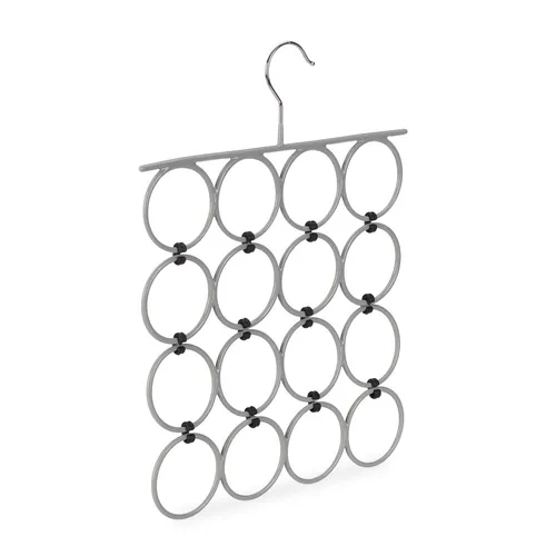 Faltbarer Schalhalter mit 16 Ringen, grau in grau von Relaxdays