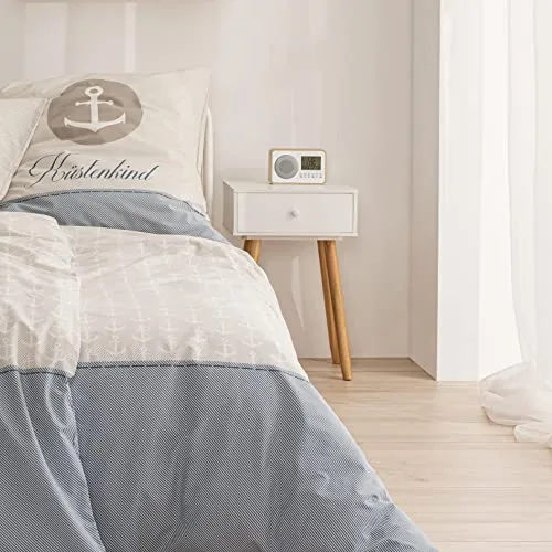 MTOnlinehandel Bettwäsche Küstenkind Anker - Bettwäsche-Set aus 100% Baumwolle im maritimen Anker-Design, ideal für Partnerbettwäsche und perfekt für Ferienhäuser an der Ostsee und Nordsee.