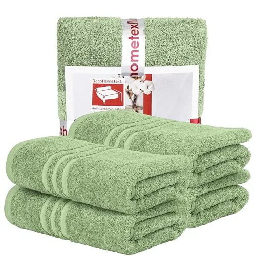 DecoHomeTextil Handtuch-Set 4 Handtücher 50 x 100 cm in Salbeigrün aus 100% Baumwolle, hochwertig, kuschelweich und saugstark