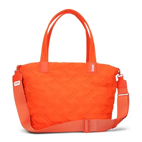 ZWEI Damen Puffer Tasche Cleo CL200 - Ultraleichter Shopper in Papaya - Damen-Schultertaschen: Die CLEO CL200 überzeugt mit wasserabweisendem, robustem Material und zusätzlichem Gurt für flexibles Tragen.