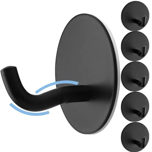 SonTiy Haken Selbstklebend Handtuchhaken, Schwarze Handtuchhalter ohne Bohren, 6er SET Hochwertige Edelstahl Haken, Wandhaken Tür Klebehaken für Haus, Küche, Bad, Büro