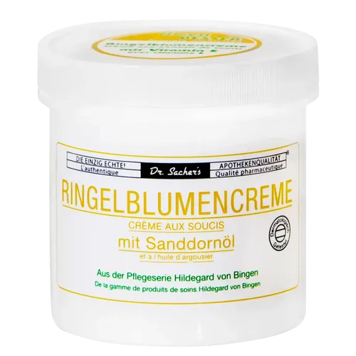 Dr. Sacher's Ringelblumencreme mit Sanddornöl 250 ml - Medizinische Körperpflege mit bewährter Pflanzenkraft, ideal für trockene und gereizte Haut. Unterstützt die Wundheilung und sorgt für ein vitales Hautgefühl.