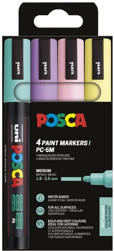 POSCA Pigmentmarker PC5M softe Farben 4er Etui von POSCA