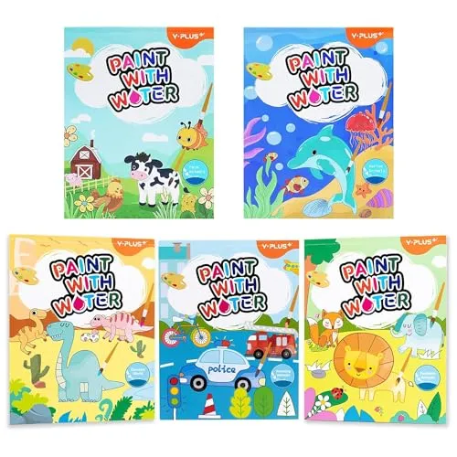 YPLUS Wassermalbücher für Kleinkinder, Aquarellpapier für Kinder von 1-3 Jahren, 2-4 Jahre, Bastelgeschenk zum Zeichnen mit Pinsel (alle 5 Themen)