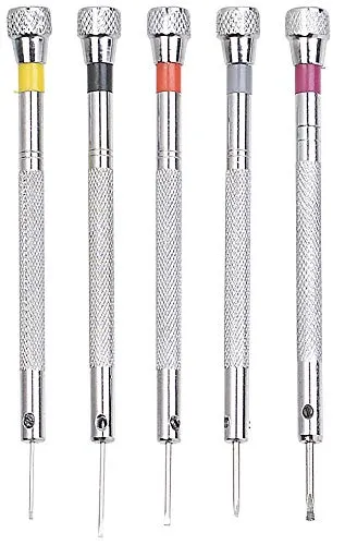 AGT Uhrmacherschraubenzieher: 5-teiliges Uhrmacher-Schraubendreher-Set (Uhrenschraubenzieher, Uhren Schraubendreher, Schraubenzieher Uhr)
