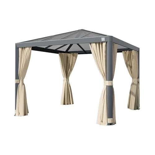 PRIMEYARD Gartenpavillon 3x3 m mit Hardtop Dach - Pavillon mit stabiler Aluminium-Konstruktion und 100% wasserdichtem Polycarbonat-Dach, ideal für ganzjährigen Einsatz und ausgezeichnet mit dem Red Dot Award für Designqualität.