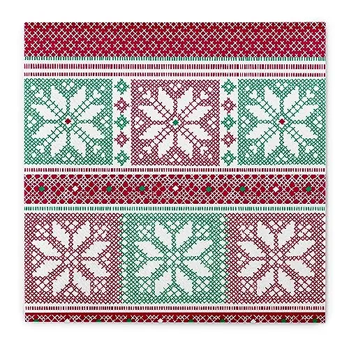 Sovie HORECA Serviette Chriss in Rot-Grün aus Linclass® Airlaid, Weihnachtsserviette stoffähnlich, ideal für Winterfeiern & Weihnachten, 40x40cm, 50 Stück