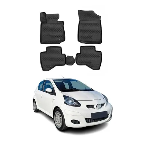 OMAC Auto-Fußmatten für Toyota Aygo 2005-2014 - Fahrzeugspezifische 4-teiliges Set, wasserfest und rutschfest für optimalen Schutz und Sicherheit im Innenraum Ihres Fahrzeugs.