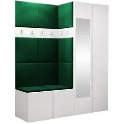Mirjan24 Garderoben-Set in Weiß und Grün, 158x186x46 cm