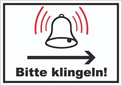 Bitte klingeln Pfeil rechts Aufkleber A4 (210x297mm)