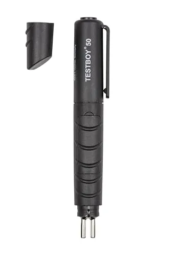 Testboy 50 Bremsflüssigkeitstester (DOT4) - Praktisches Prüfgerät für Bremsflüssigkeiten DOT 4 mit beleuchteten Messspitzen und fünf LEDs zur genauen Anzeige des Wassergehalts. Ideal für sichere Fahrzeugdiagnosen.