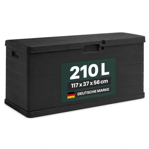Kreher XL Kissenbox Gartenbox Anthrazit – 210 L Stauraum für Auflagen und Zubehör
