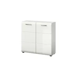 xonox.home Highboard Ice – Weiß Hochglanz, 80x81x34 cm – Stilvolle Kommode mit viel Stauraum