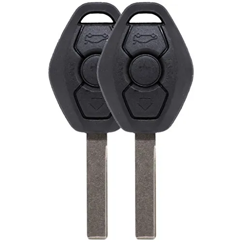 mt key Auto Schlüssel Funk Fernbedienung 2x Gehäuse 3 Tasten + 2x fest eingegossener Rohling HU92 für BMW 3er E46, X3 E83, X5 E53, Z8 E52, 5er E61, Z4 E85 E86, 7er E32, 8er E31
