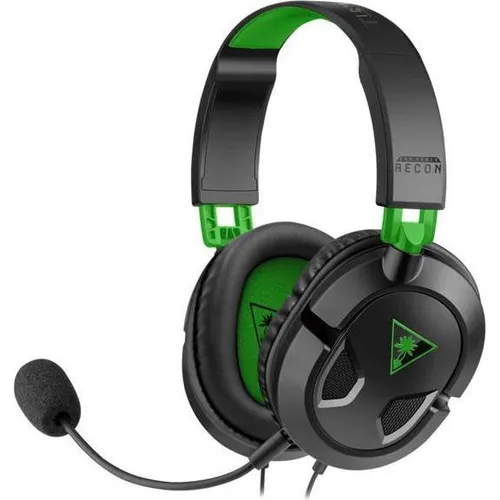 Turtle Beach Recon 50X Gaming-Headset, kabelgebunden, Stereo, Schwarz/Grün - PC-Headsets mit leichtem Design und hochwertigen 40 mm-Lautsprechern für klaren Sound und starken Bass – ideal für stundenlange Gaming-Sessions.