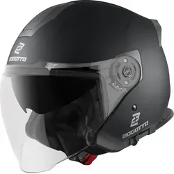 Bogotto H586 Jethelm, schwarz matt, XL - Motorradhelm mit thermoplastischer Außenschale und integriertem Sonnenvisier, ideal für sicheres Fahren und optimalen Komfort.