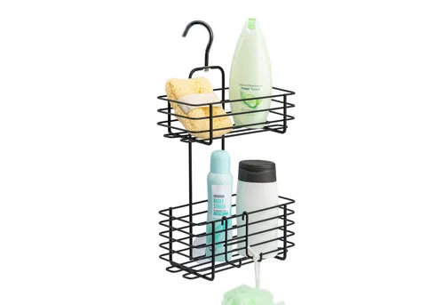 bremermann Duschregal mit 2 Körben, zum Einhängen (schwarz) - Duschkörbe & Duschablagen - Optimales Raumwunder mit zwei Körben und abnehmbaren Haken, ideal für mehr Stauraum und Übersicht in der Dusche ohne Montage.