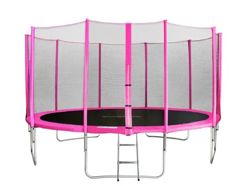 SixBros. Gartentrampolin Pink 4,30M - TP430/1767 - Trampolin mit Sicherheitsnetz und Leiter, stabiler Stahlrahmen, bis 150 kg belastbar. Ideal für sicheres Springen im Garten!