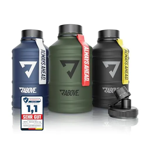 ABOVE. Water Jug 1300ml Edelstahl Trinkflasche - Trinkflasche aus hochwertigem Edelstahl, 1,3L Volumen, ideal für unterwegs und umweltfreundlich.