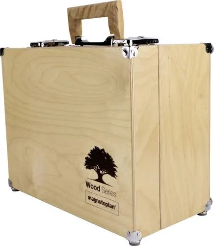 Magnetoplan Moderationskoffer Wood Series 1111949 - Pinnwandzubehör: Abschließbarer Moderationskoffer aus robustem Birkenholz, individuell bestückbar mit 2413 Teilen für erfolgreiche Seminare und Schulungen.