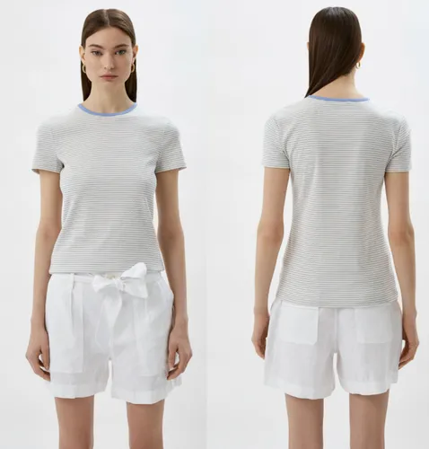 LAUREN RALPH LAUREN Striped Top Bluse Streifen Shirt T-shirt In Offwhite New XS