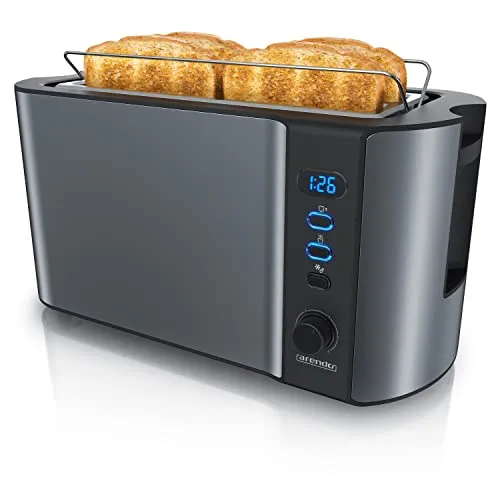 Arendo Edelstahl Toaster Langschlitz 4 Scheiben von Arendo