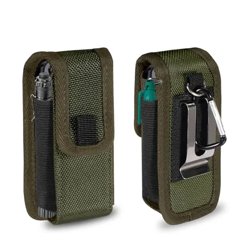 KENOBEE Multitool-Hülle, Holster mit Taschen kompatibel mit Leatherman Wave Plus Wingman Surge Rebar Rev, kleine Werkzeugtasche mit Gürtelclip, EDC-Tasche für Camping Wandern, Armeegrün