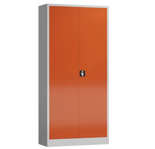 ClassiX Aktenschrank X-530344, abschließbar und aus Metall - Hochschrank mit 4 höhenverstellbaren Fachböden, ideal für die sichere Aufbewahrung von Dokumenten. Robuste Stahlblechkonstruktion in feuerrot und lichtgrau, perfekt für Büros.
