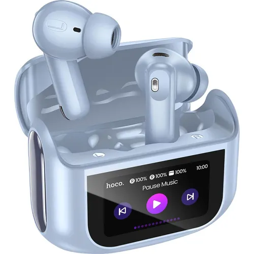 Hoco TWS Kabellose Kopfhörer EQ21 mit Touchscreen und ANC - Erlebe erstklassigen Sound mit den Hoco TWS Kopfhörern EQ21 in Blau. Mit aktiver Geräuschunterdrückung und 7 Stunden Akkulaufzeit ideal für unterwegs.