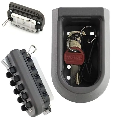 Fishtec - Schlüsselbox mit Code - Schlüsselkasten 10 Programmierbare Kombinationen - Innen- und Außeneinsatz - Wasserdicht - Zink und Aluminium - 10,7 x 6,5 cm - Schwarz