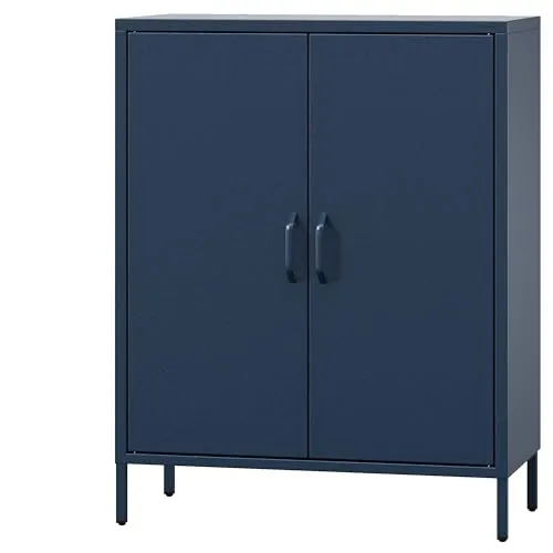 Jan Nowak VITO Kommode mit Doppeltür – Dunkelblau - Moderne VITO Kommode mit Doppeltüren und verstellbaren Einlegeböden. Robuste Stahlkonstruktion mit elegantem Sparkling BrillianceTM-Finish. Ideal für Wohnzimmer und Flur.